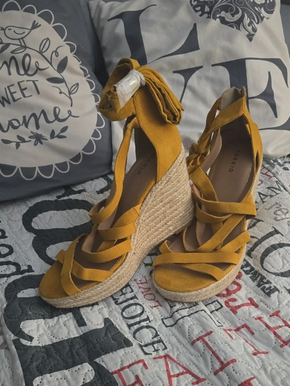 torrid Mustard Yellow Strappy Espadrille Wedge Sandals